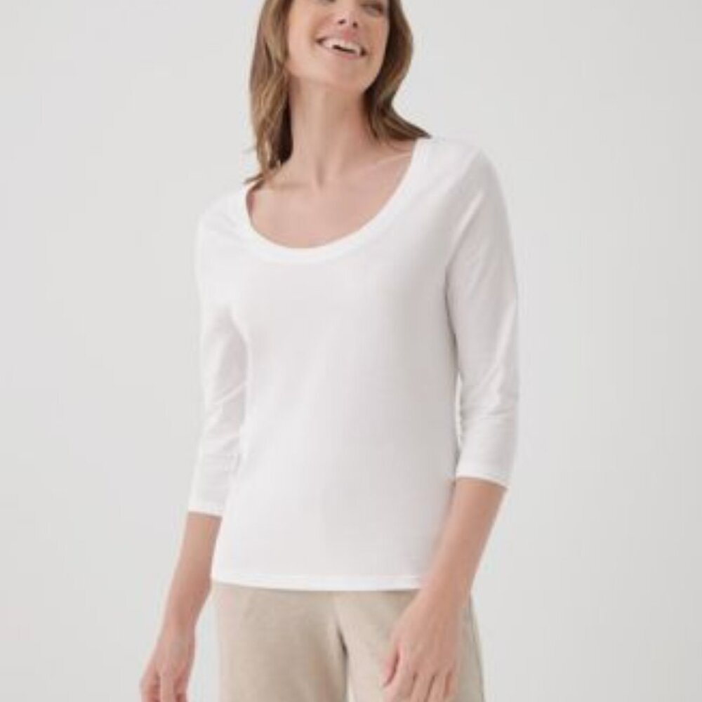 Pact White Organic Cotton Scoop Neck Top